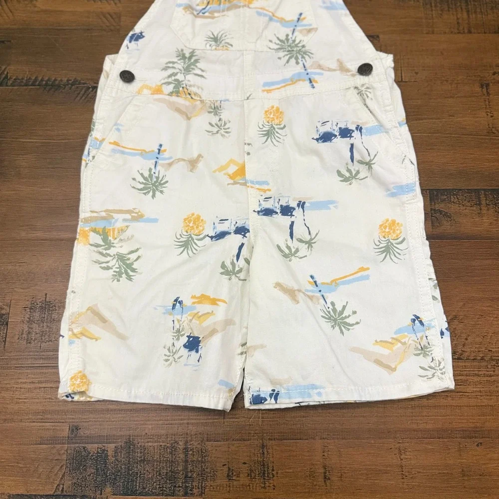 OshKosh B'gosh Kids Toddler 5T Shorts Overalls Tropical Palm Tree Print